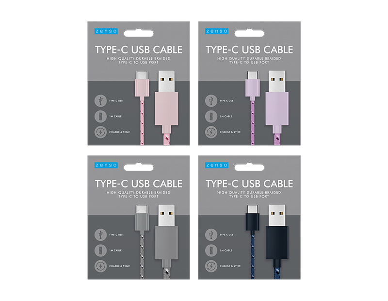 Type-C to USB Braided Cable 1M